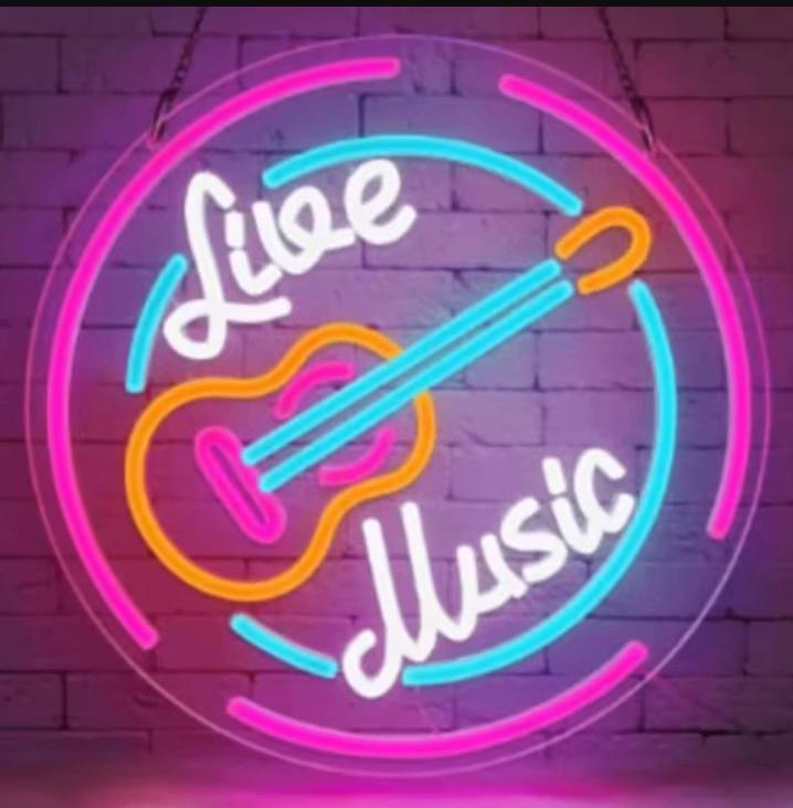 Lampe LED style néon Live Music (33x33cm)
