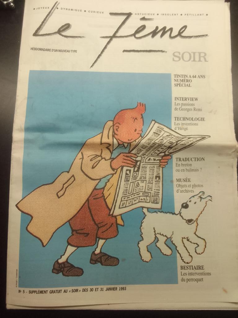 Le 7eme SOIR  N spécial Tintin a 64 ans 1993 TBE, Boeken, Tijdschriften en Kranten, Ophalen of Verzenden, Gelezen