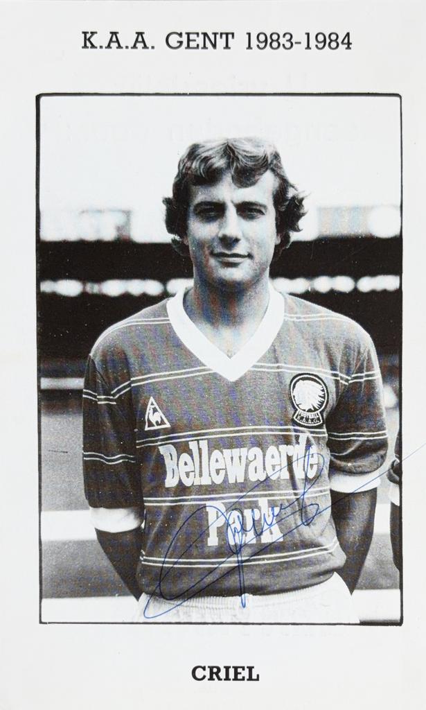 Spelerskaart Luc Criel - AA Gent - seizoen 1983/1984, Verzamelen, Verzenden, Zo goed als nieuw, Spelerskaart