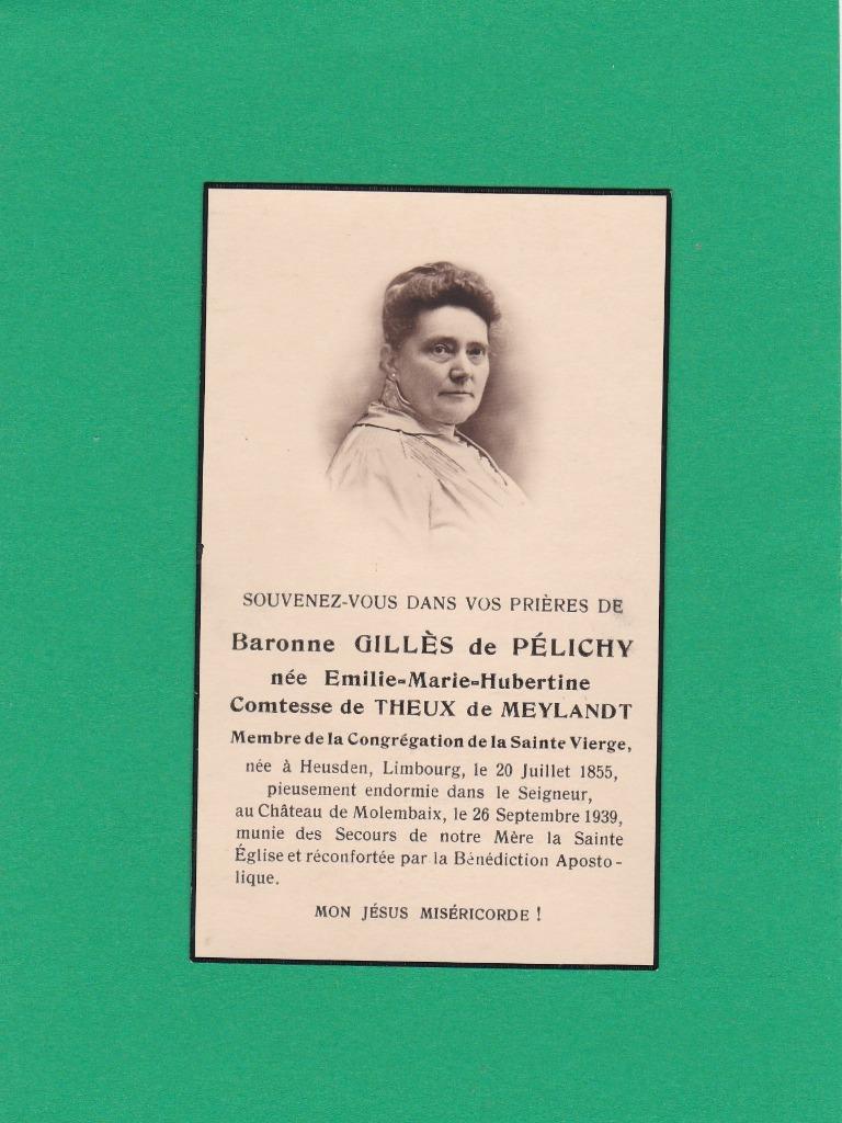 DP Comtesse de Theux de Meylandt Emilie, Collections, Images pieuses & Faire-part, Image pieuse, Envoi