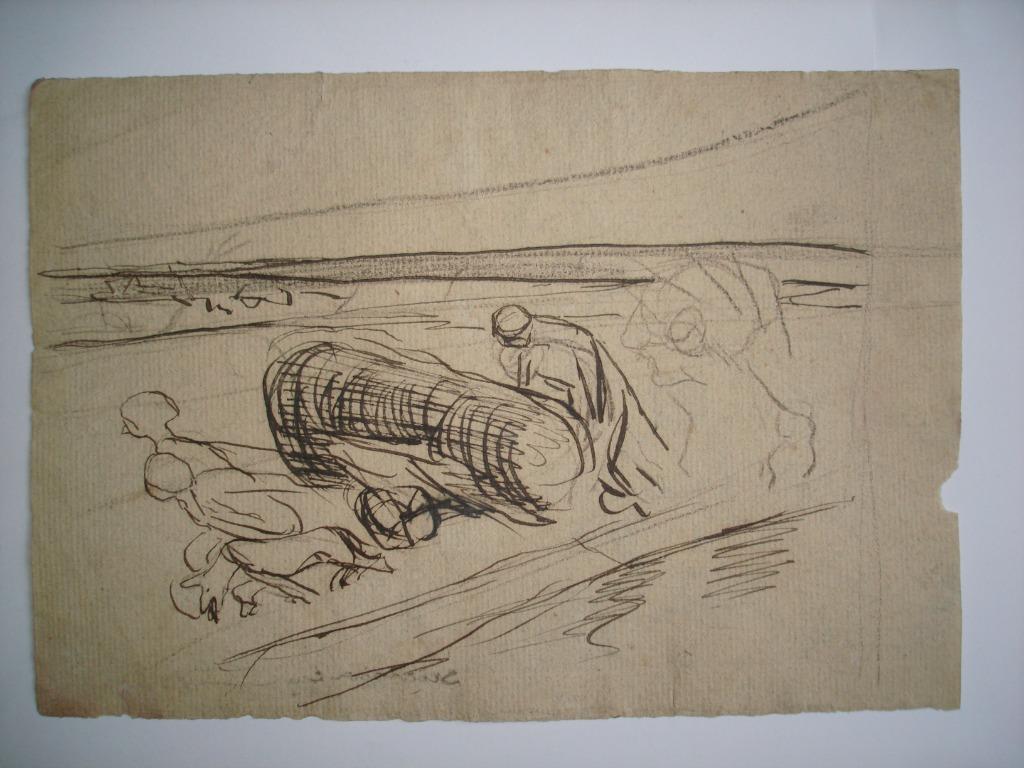 c1884 Eugène LAERMANS °1864-1940 dubbelzijdige tekening inkt, Ophalen of Verzenden
