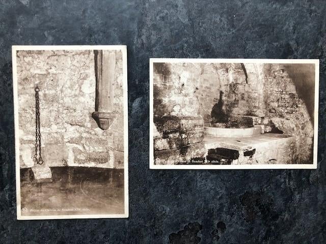 2 postkaarten Château de Beaufort XIIe siècle: gevangenis, Ophalen of Verzenden, België en Luxemburg
