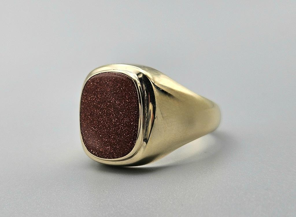 Bague pour homme vintage en or avec pierre dorée. 2024/66, Autres couleurs, Femme ou Homme, Comme neuf, Or