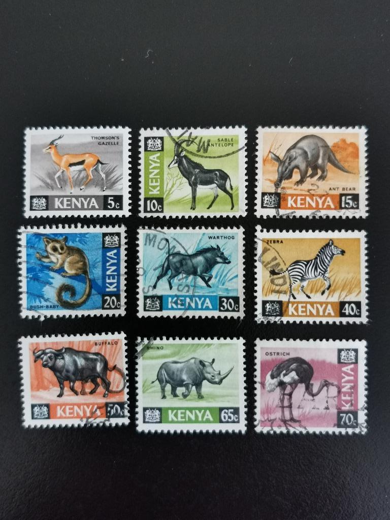 Kenya 1966 - animaux sauvages, autruche, zèbre, gazelle, ..., Enlèvement ou Envoi, Affranchi