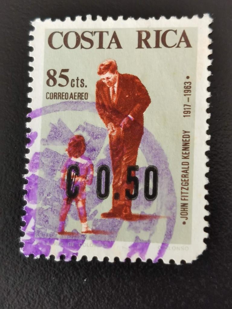 Costa Rica 1966 - President Kennedy - met opdruk, Ophalen of Verzenden, Gestempeld, Midden-Amerika