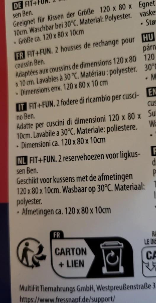 2 x hoesovertrek hondenkussen  nieuw! 120x80x10 cm, Ophalen of Verzenden, Nieuw