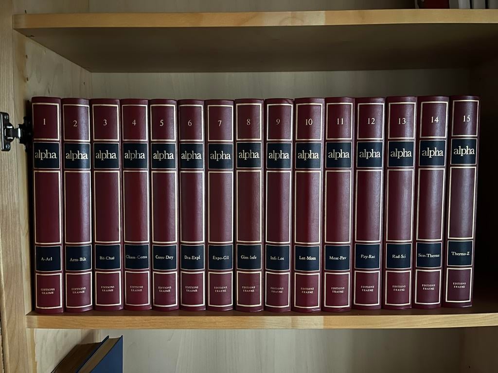 Encyclopédie Alpha 15 volumes comme neuf livres, Enlèvement, Comme neuf