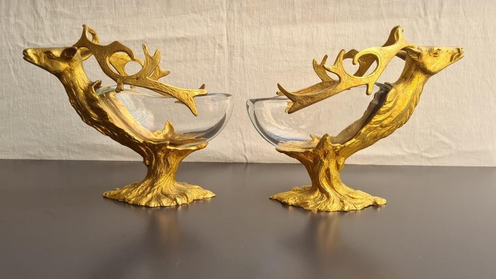 Gabriella Crespi, deer bowl, vaschetta cervo, Animalli, 1970, Schaal, Ophalen of Verzenden, Ovaal, Glas