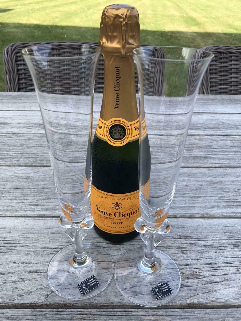 2 Champagneglazen in kristal met strik van *Spiegelau* Nieuw, Ophalen of Verzenden, Nieuw