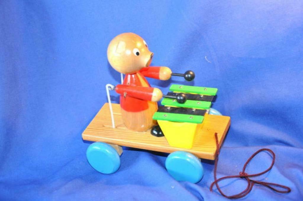 § ancien jouet de bois ourson joue xylophone, Enlèvement ou Envoi