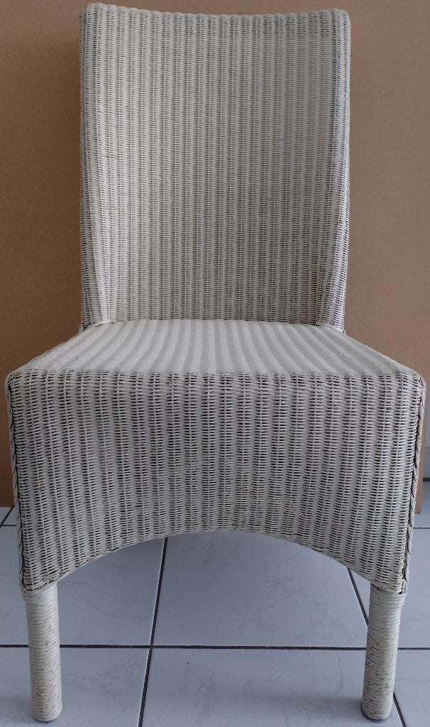 6 chaises de salle à manger Lloyd Loom en couleur blanche, Enlèvement, Cinq, Six Chaises ou plus, Utilisé, Bois