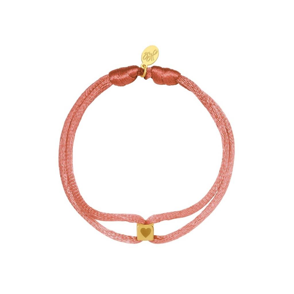 Bracelet femme Satin Cube Heart - Rose, Enlèvement ou Envoi, Neuf, Rose