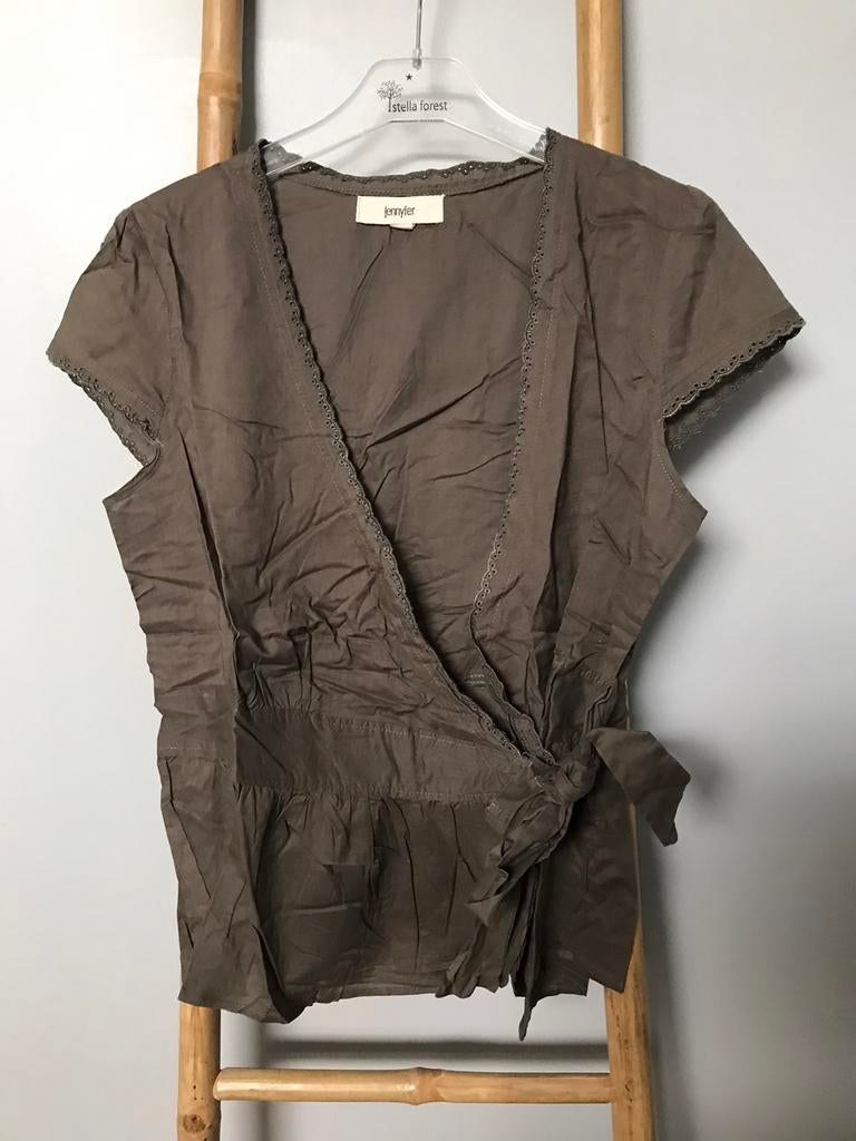 Jennyfer kaki blouse in wikkelstijl, maat M, Jennyfer, Gedragen, Maat 38/40 (M)
