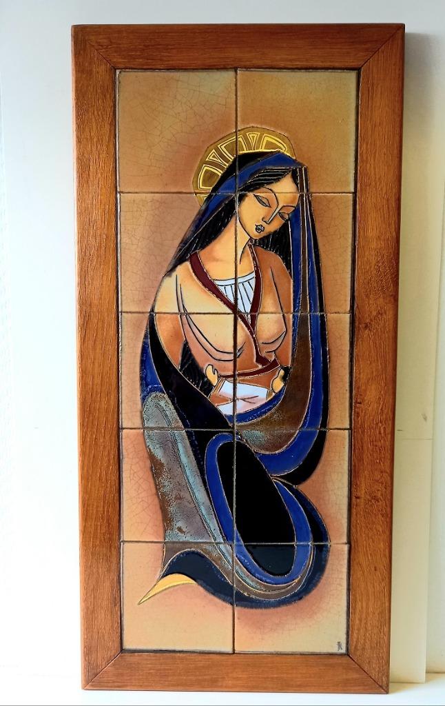 Onze Lieve Vrouw / Madonna keramiek tegels, Antiek en Kunst, Curiosa en Brocante, Ophalen of Verzenden