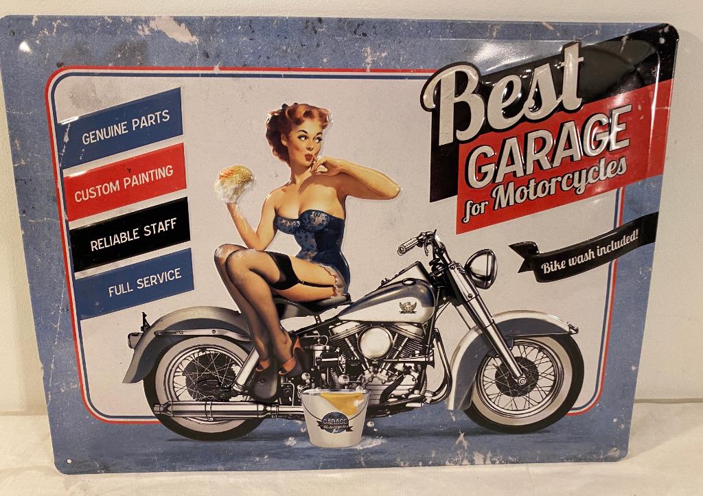 Nostalgic-Art Plaque Vintage Garage moto en métal, avec du r, Antiquités & Art, Enlèvement