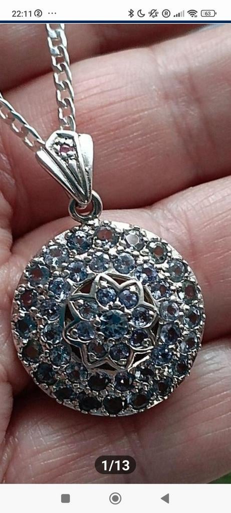 Pendentif en argent Sterling 925 avec tanzanite naturelle, Neuf, Enlèvement ou Envoi, Avec pierre précieuse, Violet