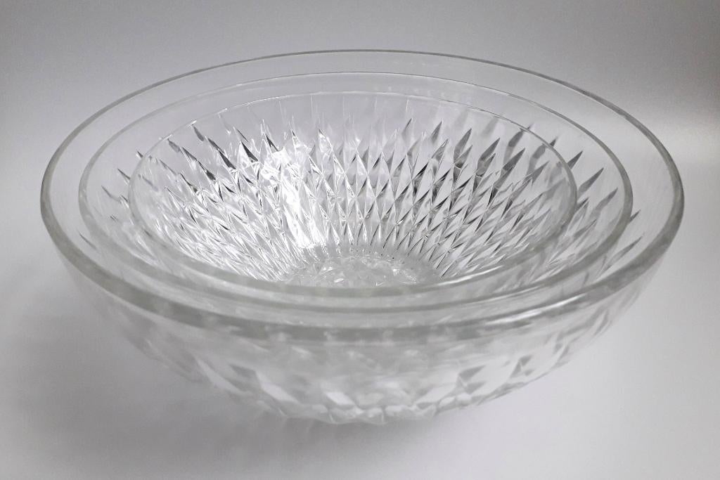 Set van 3 glazen kommen - Vereco France - 17 & 20 & 23cm, Maison & Meubles, Cuisine | Vaisselle, Utilisé, Récipient(s), Autres styles