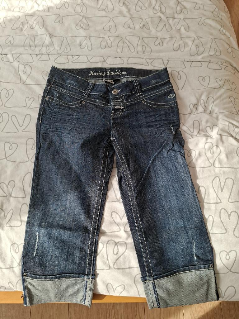 OEM Harley Davidson stretch 3 kwarts unisex jeansbroek, Motoren, Harley-Davidson, Dames, Ophalen of Verzenden, Broek | textiel