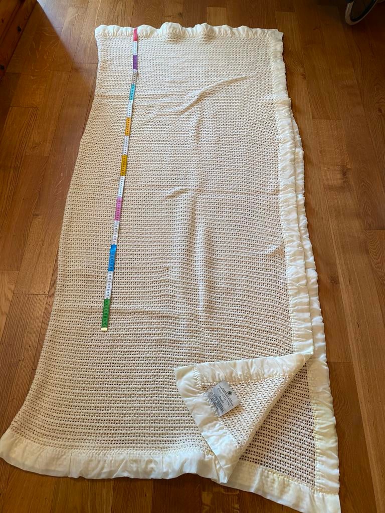Vintage ecru 100% wollen bedsprei van Early’s of Witney, Ophalen, Gebruikt, Tweepersoons, Deken of Dekbed