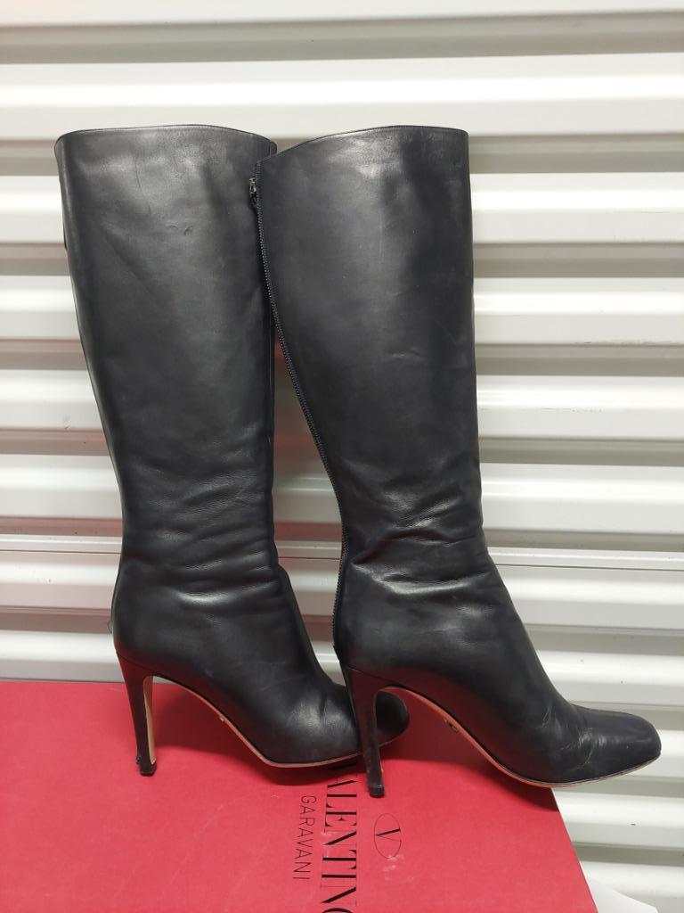 435C* Valentino sexy zwarte volledig leren laarzen (38,5), Kleding | Dames, Hoge laarzen, Verzenden, Zwart, Gedragen