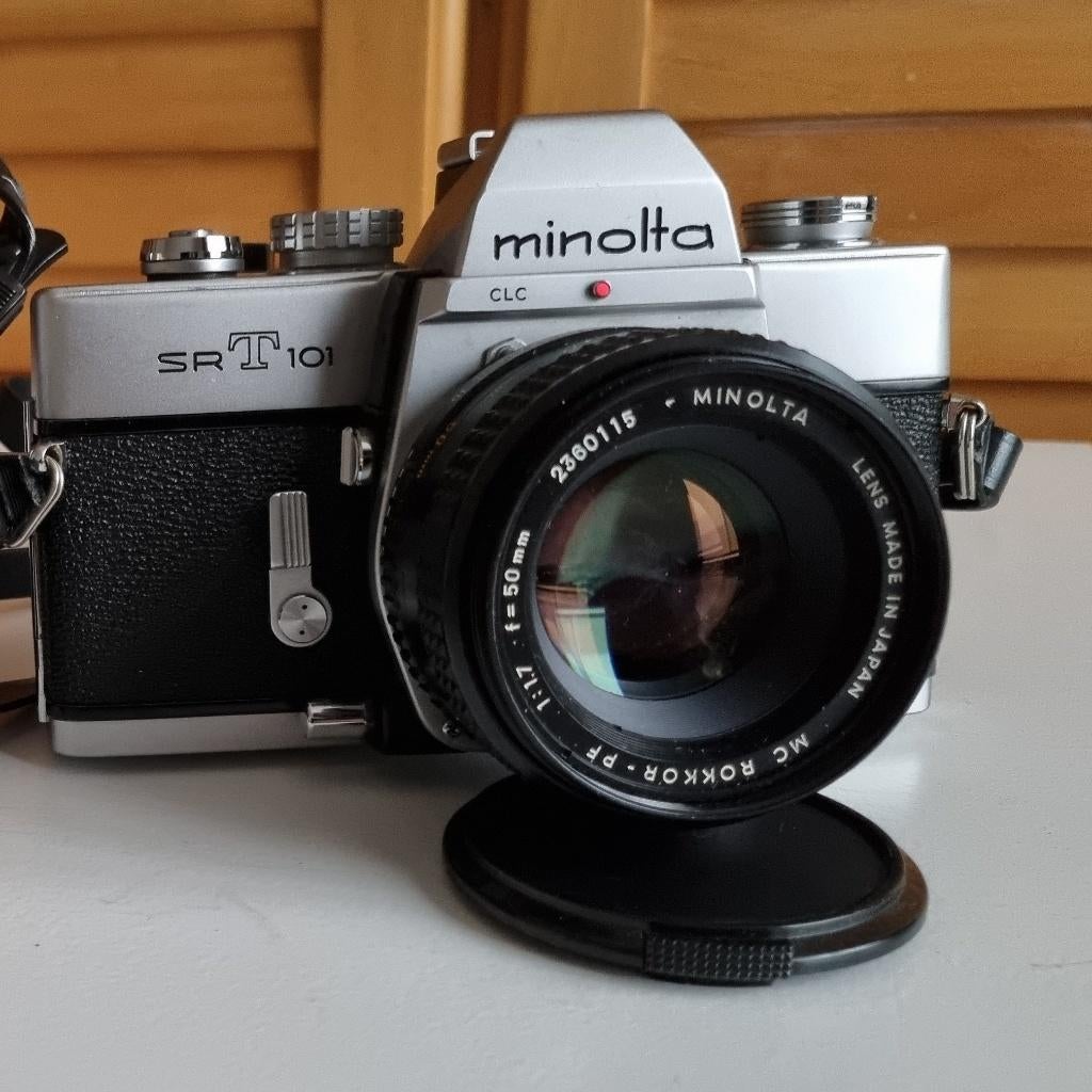 Minolta SRT100 en SRT 101 en 50mm f2 en F1.7, Enlèvement ou Envoi, Utilisé, Reflex miroir, Minolta