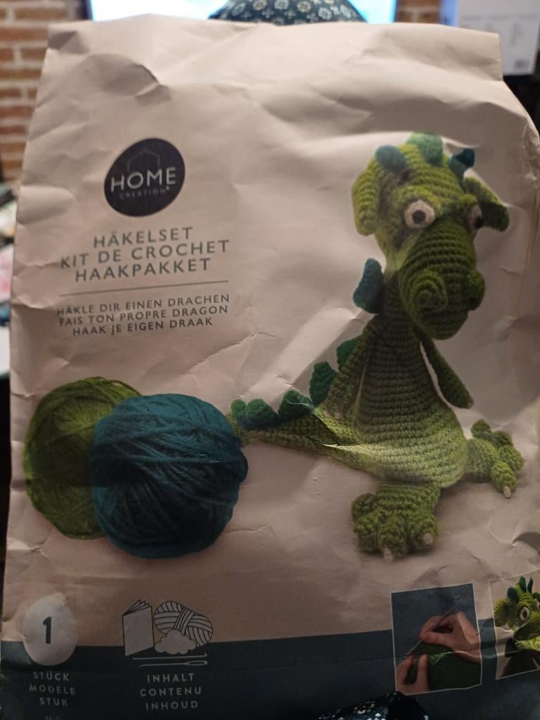 Haakpakket draakje  voor H onv 15 cm, Ophalen of Verzenden, Haken
