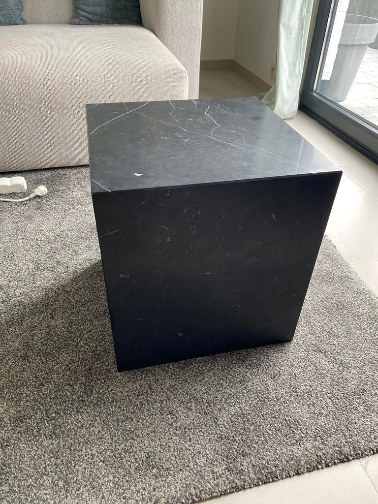 Table d’appoint en marbre noire, Enlèvement, Comme neuf, Carré, Autres matériaux
