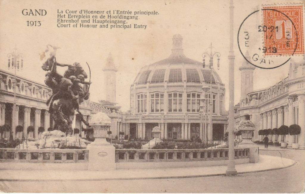 GAND LA COUR D HONNEUR ET L ENTREE PRINCIPALE 1913 CPA, Ophalen of Verzenden, Voor 1920, Gelopen, Oost-Vlaanderen