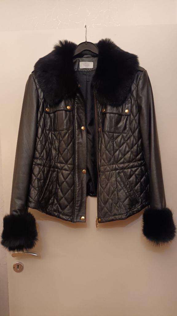 Superbe veste en cuir noir d'agneau matelassée 44/46 L/XL, Enlèvement ou Envoi, Comme neuf, Noir