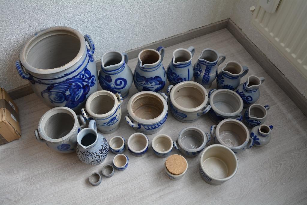 ancien pots en grés gris bleu ., Antiquités & Art, Enlèvement