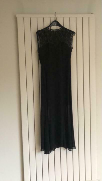 Zwarte avondjurk met jasje maat 38, Enlèvement ou Envoi, Taille 38/40 (M), Noir