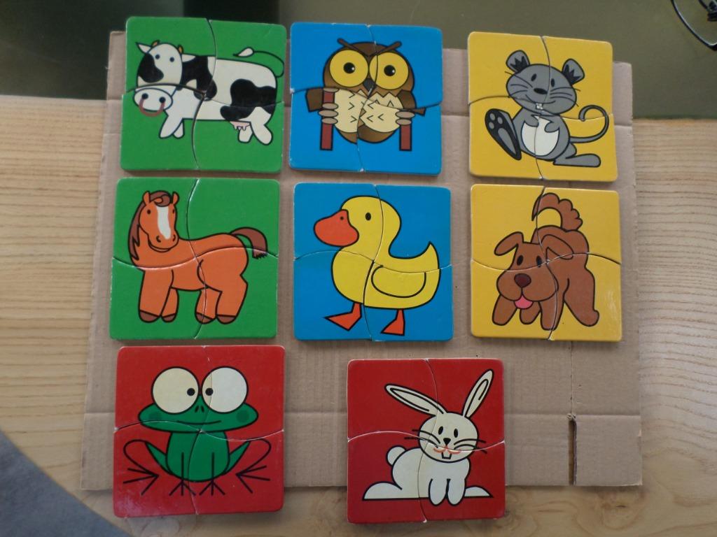 Puzzles 4 pièces pour les tout petits - 8 différents, Ophalen of Verzenden, Minder dan 10 stukjes, Gebruikt, 6 maanden tot 2 jaar