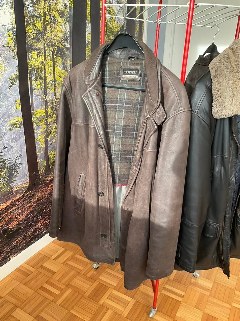 Bruine lederen jas maat 58, Kleding | Heren, Ophalen, Gedragen, Maat 56/58 (XL)