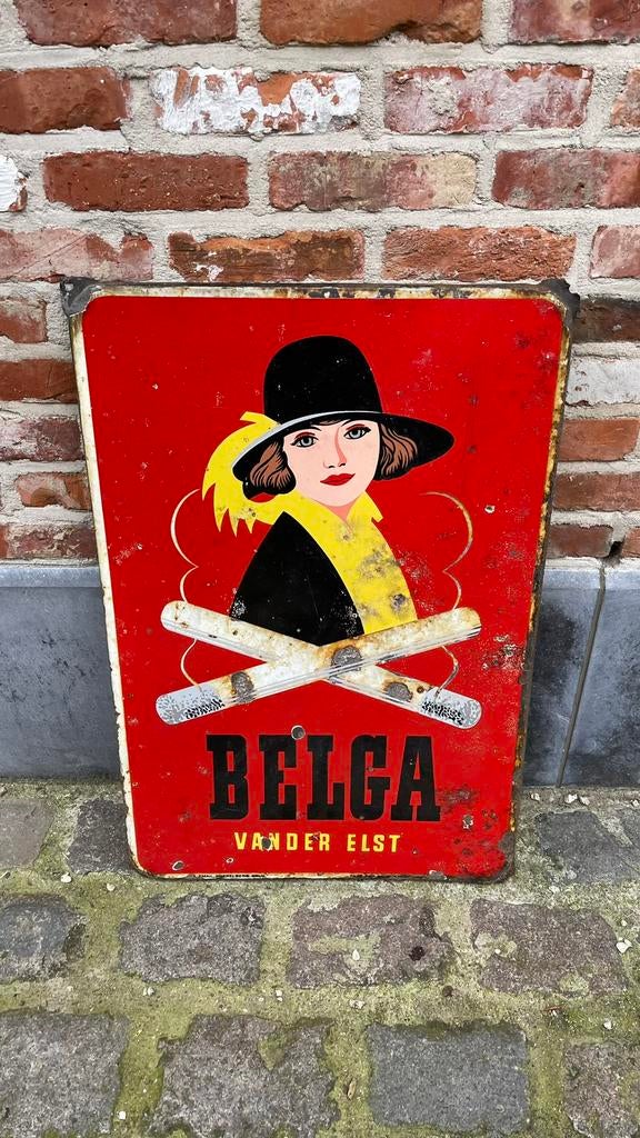 Emaille bord Belga., Verzamelen, Ophalen, Gebruikt, Reclamebord