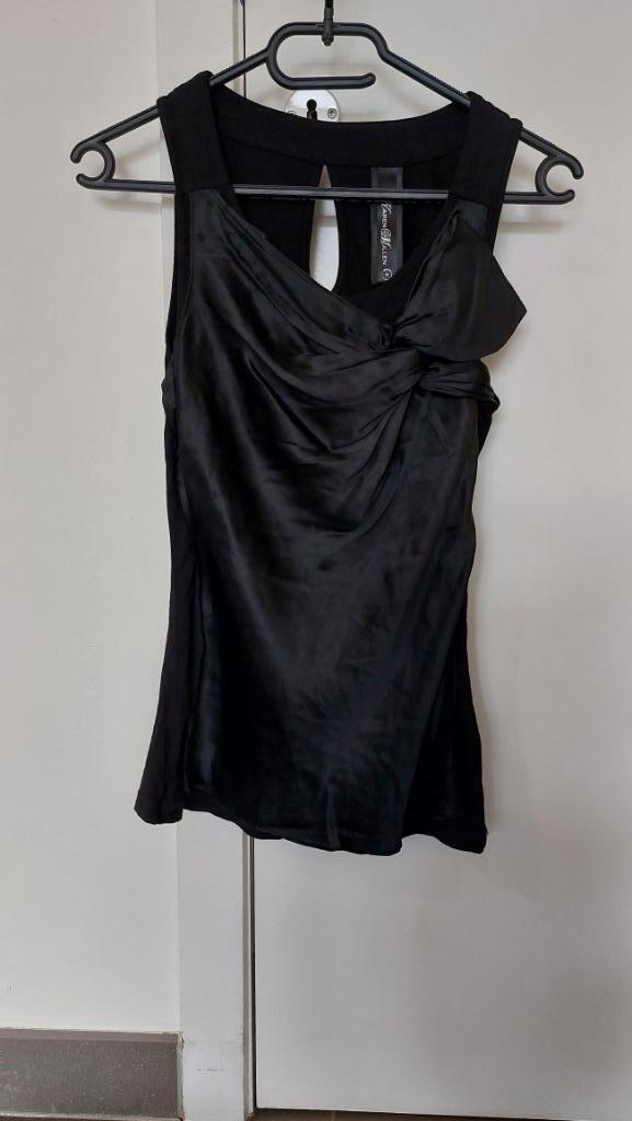 Zwart elegant topje met zijde - Karen Millen, Sans manches, Karen Millen, Enlèvement ou Envoi, Comme neuf