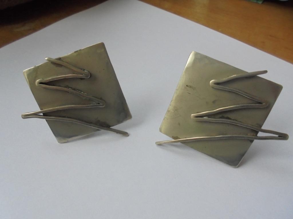 Grote vintage  metalen oorbellen met clips jaren 1980, Overige materialen, Ophalen of Verzenden, Zo goed als nieuw, Dame