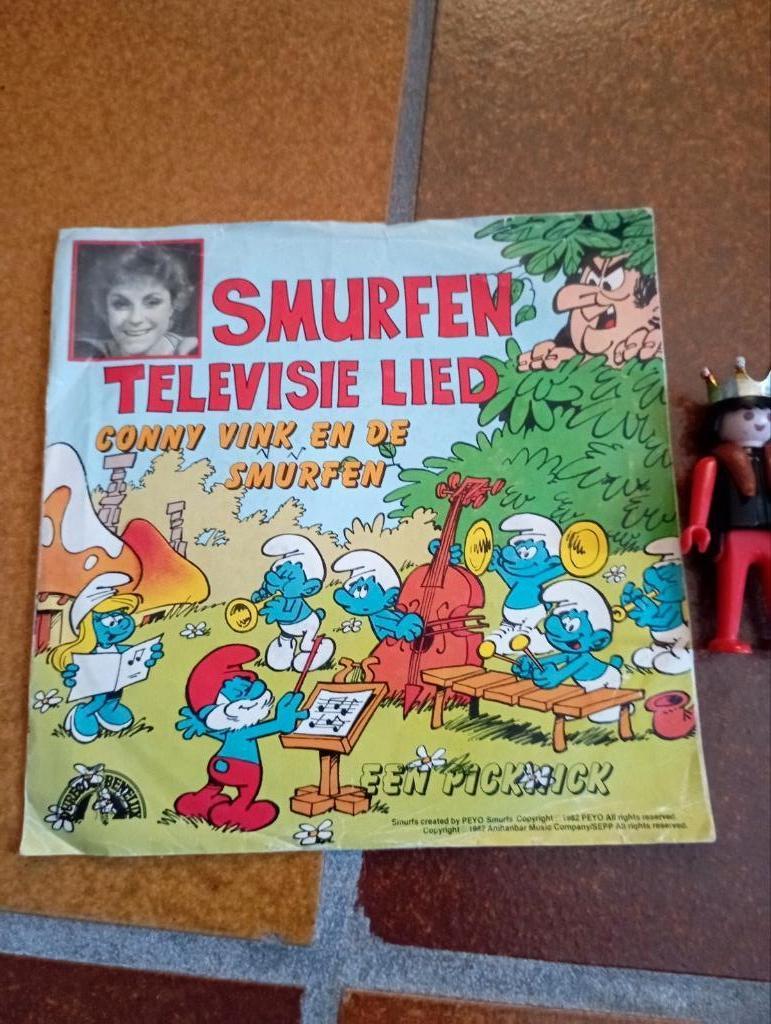 663) vinyl 45t smurfen televisie lied conny Vink 1982, Ophalen of Verzenden, Gebruikt
