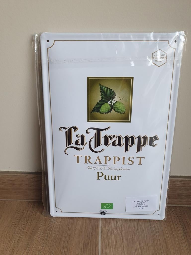 Panneau publicitaire en métal - La Trappe Trappist Pure -, Collections, Marques de bière, Enlèvement ou Envoi, Comme neuf, Panneau, Plaque ou Plaquette publicitaire