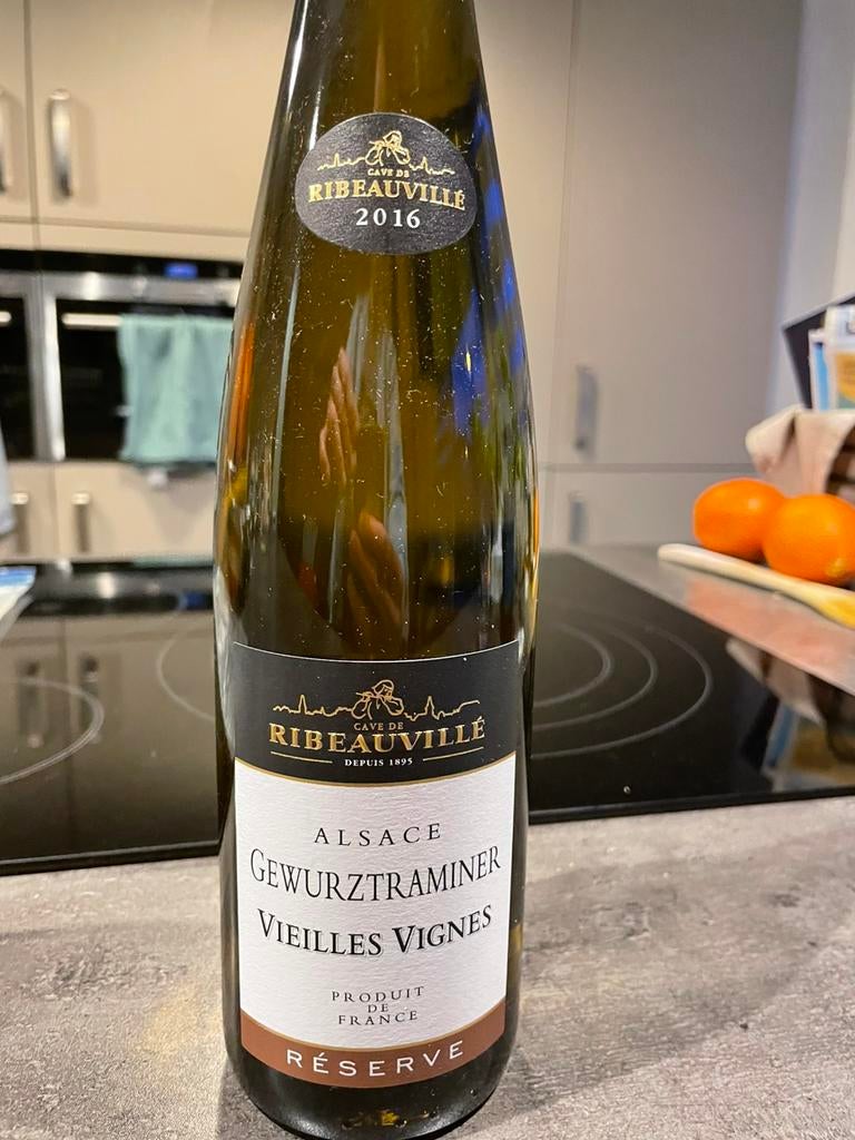 Witte alsace wijn - ribeauville - gewurztraminer - reserve, Ophalen, Zo goed als nieuw, Witte wijn