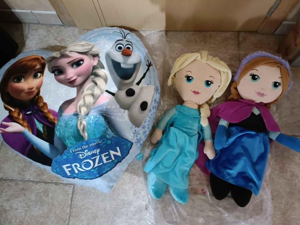 Disney knuffel Elsa en Anna, hartkussen FROZEN, Ophalen, Overige figuren, Gebruikt, Knuffel