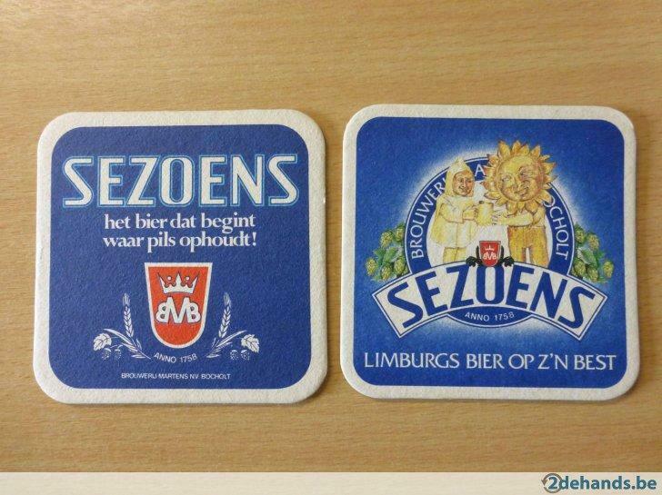 2 oude bierviltjes  sezoens  brouwerij martens  bocholt, Ophalen of Verzenden, Gebruikt