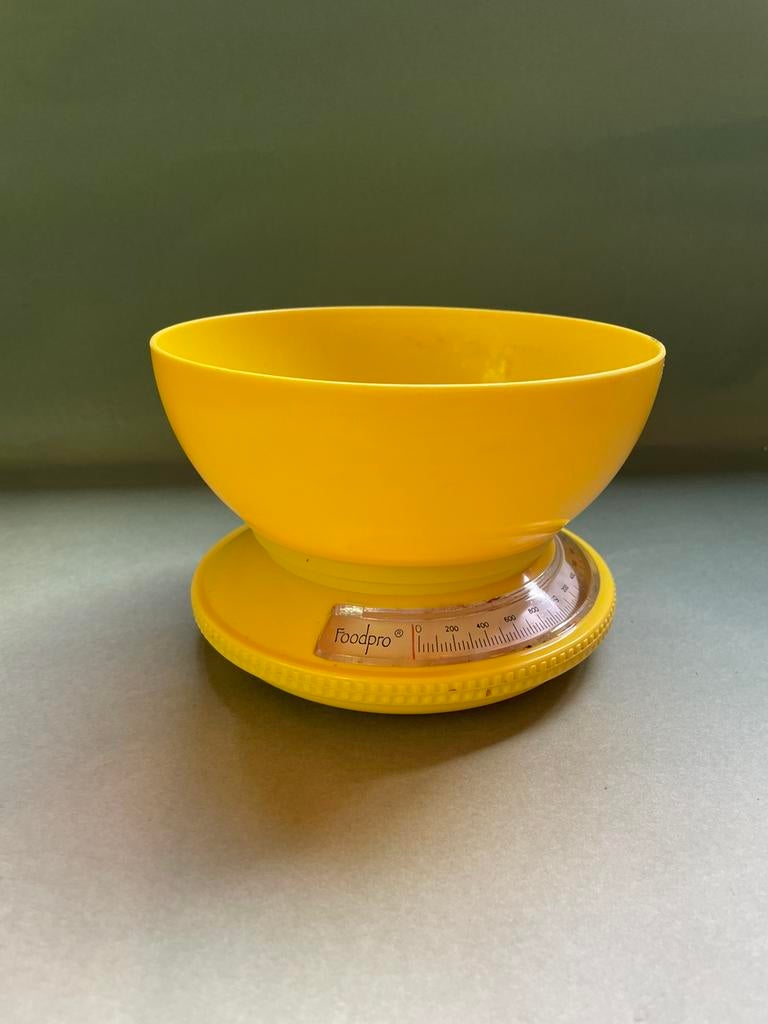 Gele Foodpro vintage retro keukenweegschaal, Ophalen of Verzenden