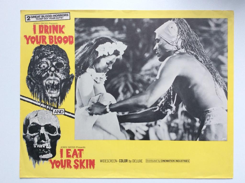 I drink your blood & i eat your skin - Original lobby card, Enlèvement ou Envoi, Rectangulaire horizontal, A1 jusqu'à A3, Utilisé