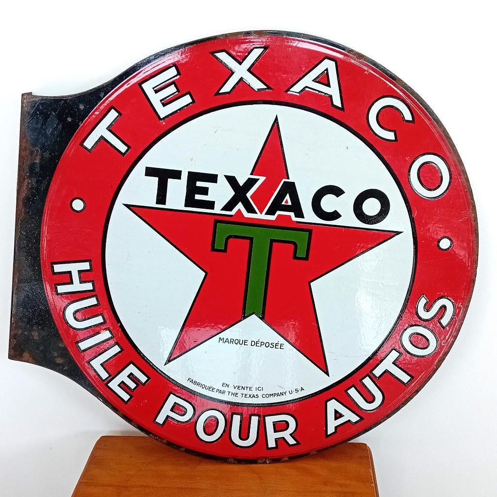Rare panneau d'affichage en émail Texaco ca 1930-40, Enlèvement ou Envoi, Comme neuf, Panneau publicitaire