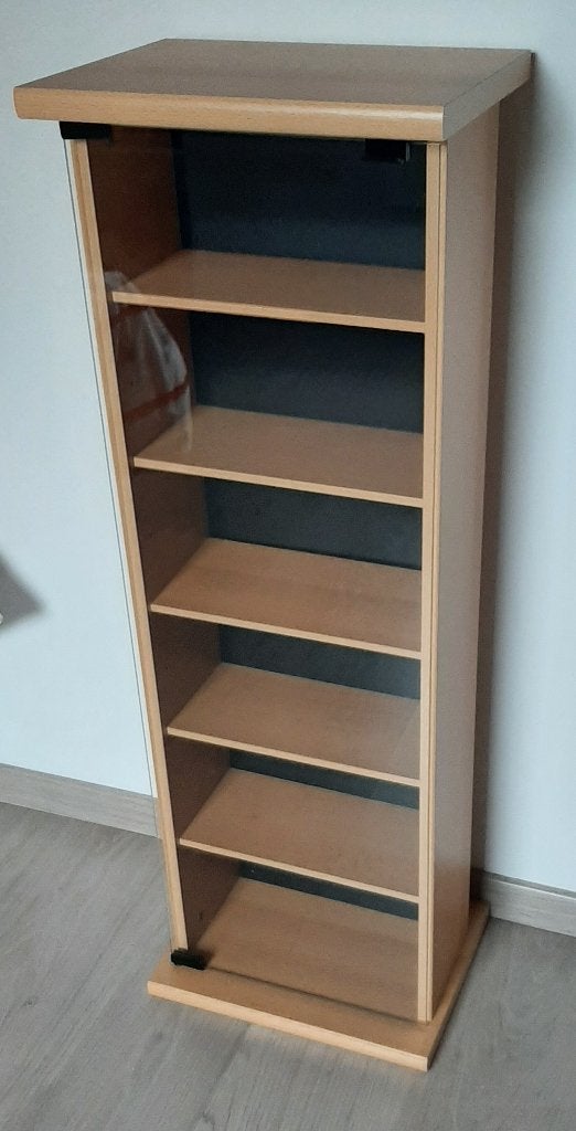 Houten CD/DVD-kastje met glazen deur, Maison & Meubles, Comme neuf, Enlèvement, Bois, 150 disques ou plus