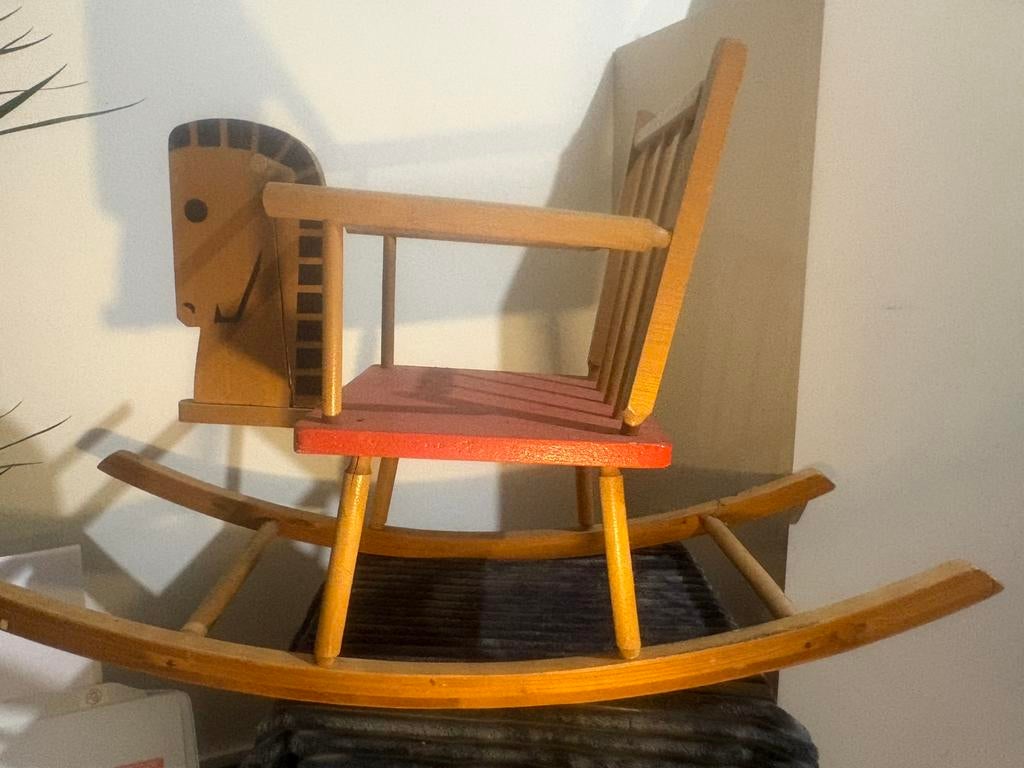 Mooi vintage houten hobbelpaard met zitje, Enlèvement
