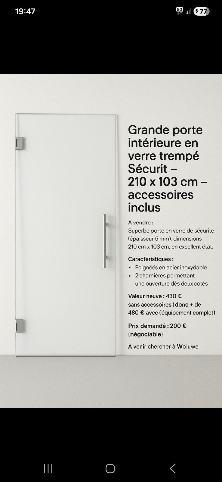Schitterend design veiligheidsdeur van gehard glas, Ophalen