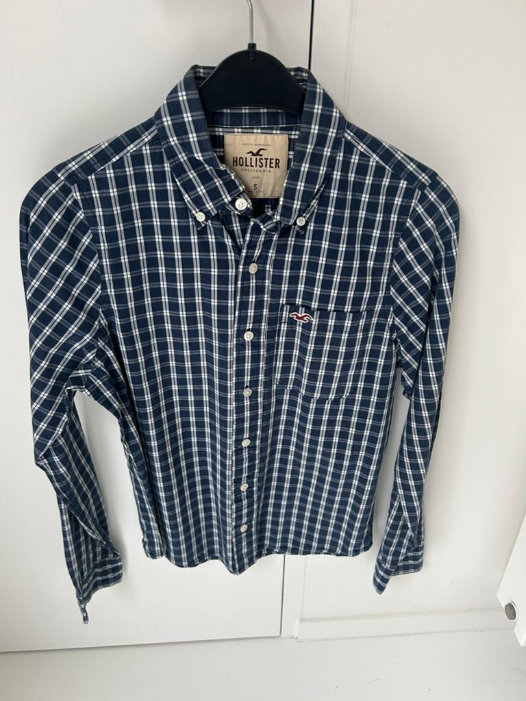 Blauw geruit hemd - Hollister - small, Kleding | Heren, Overhemden, Ophalen of Verzenden, Zo goed als nieuw, Blauw, Halswijdte 38 (S) of kleiner