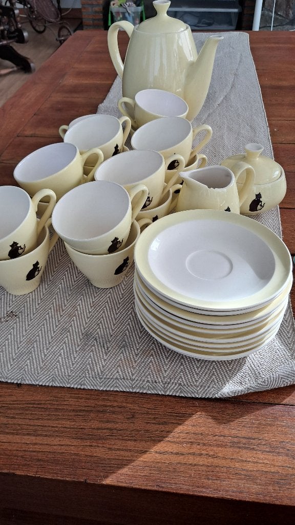 Zwarte kat servies, Ophalen, Gebruikt, Overige merken, Vintage