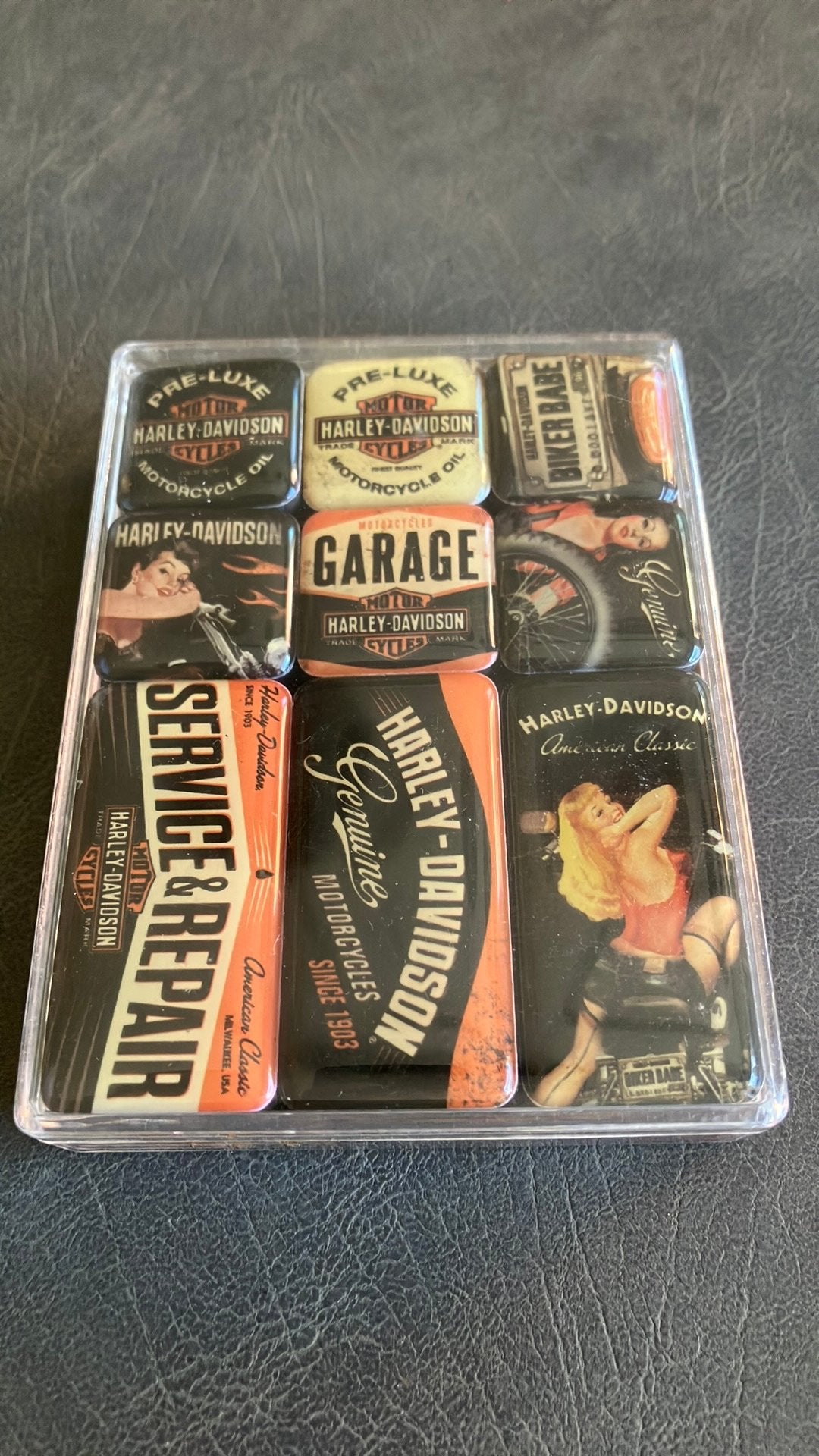 Prachtige harley davidson magneten set nostalgic art HD moto, Ophalen of Verzenden